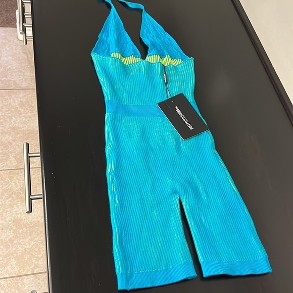 PrettyLittleThing Shape blue knit unitard jumper underbust detail, size 6 NWT - Picture 9 of 15